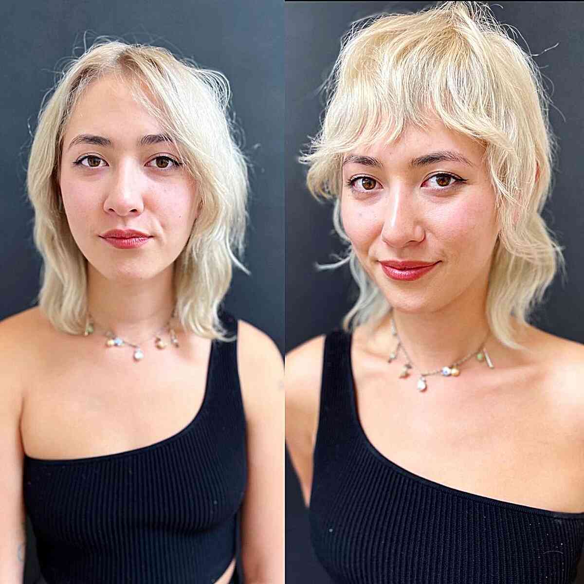 Chic Blonde Pixie Mullet with Bangs for Women with Fine Hair