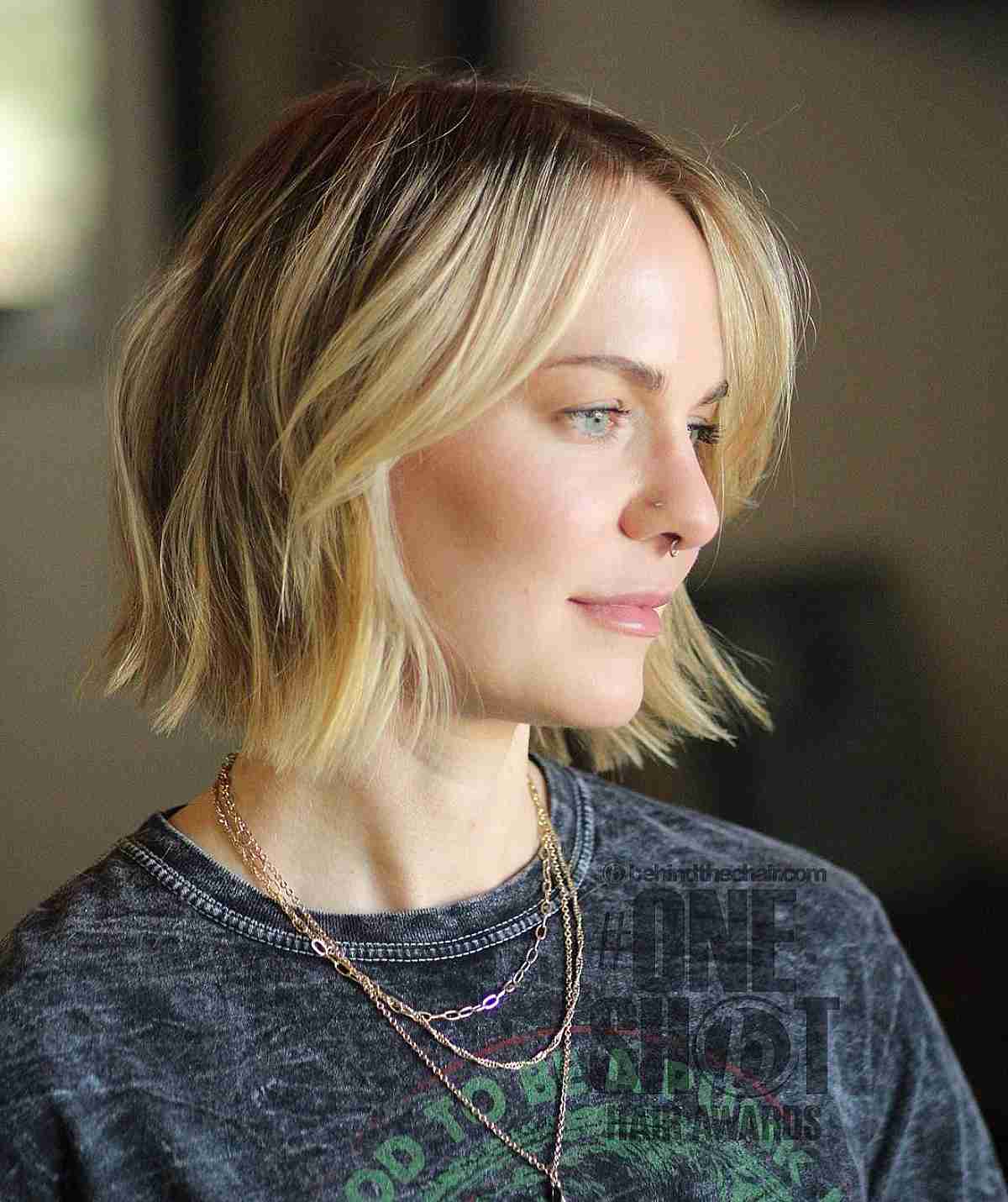 Thinning Chic Blunt Bob with Gentle Layers and Soft Waves