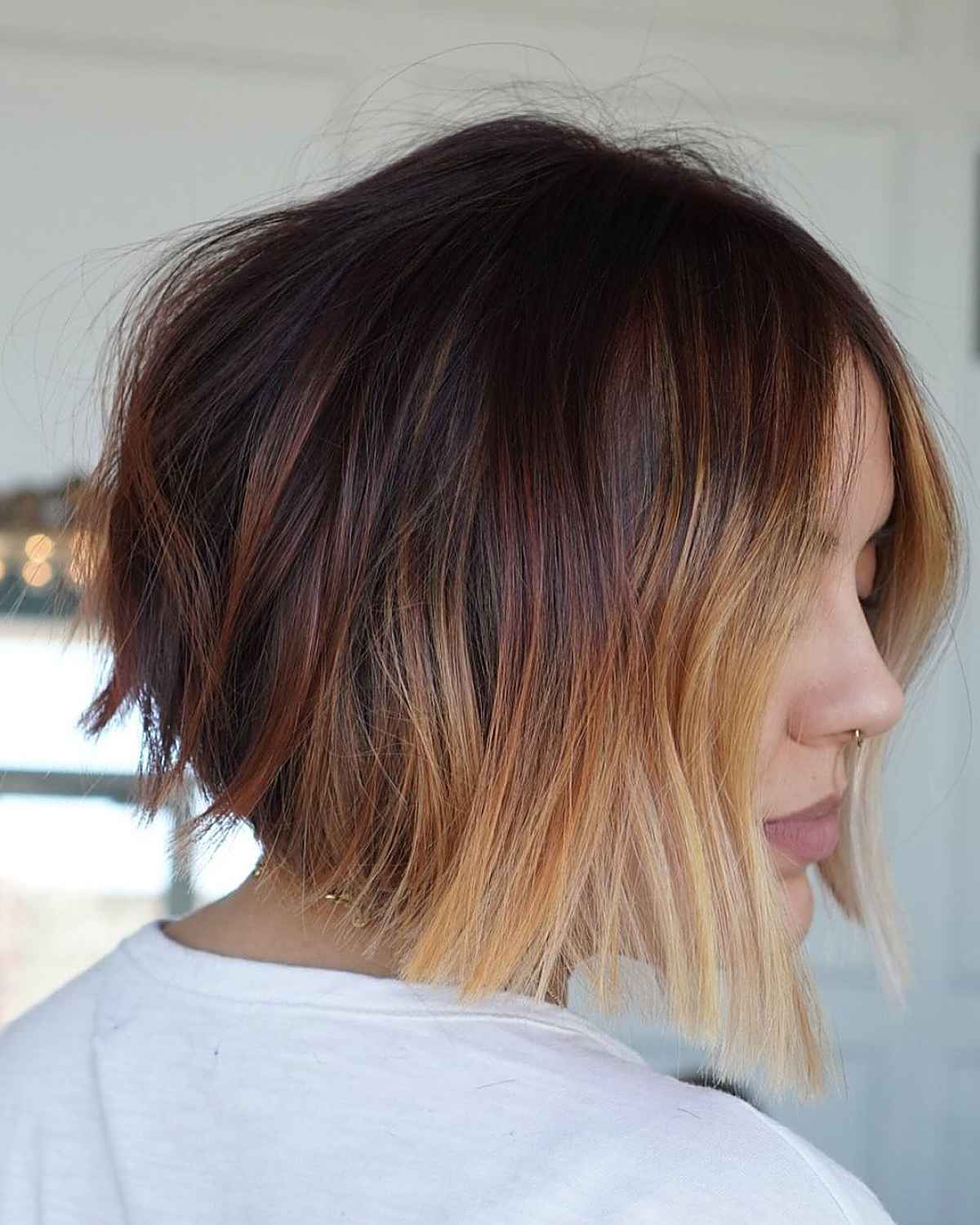 chic blunt bob with ombre for short hair