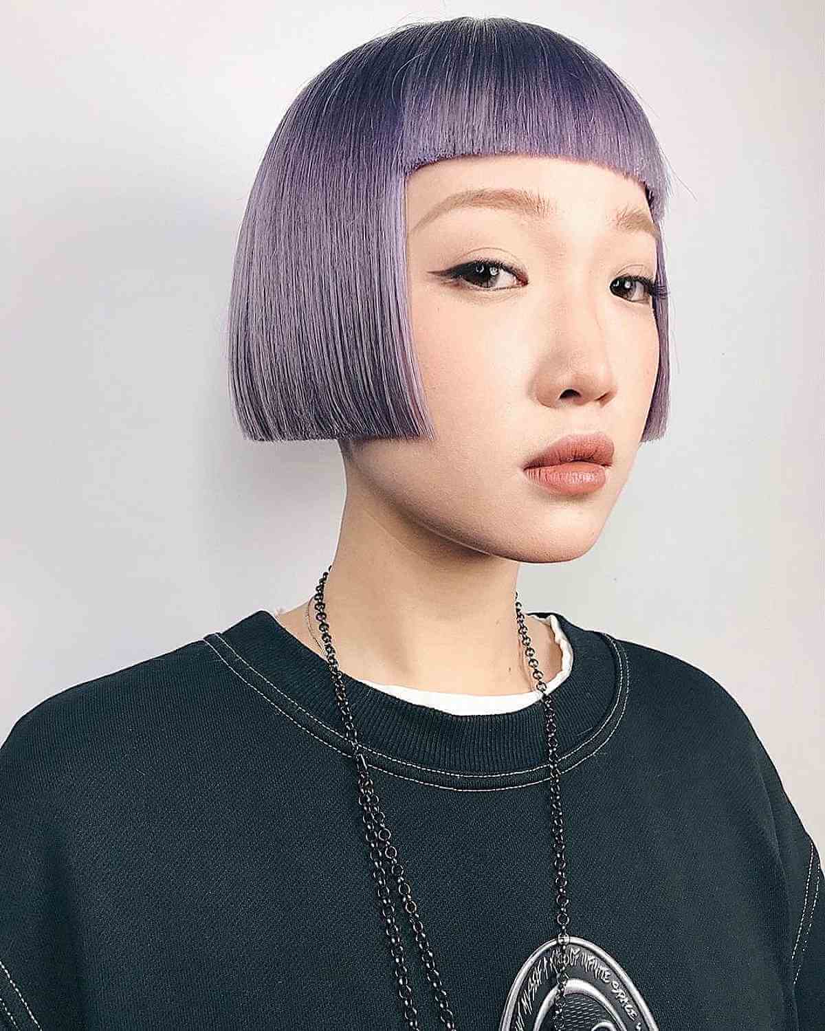 Ear-Length Blunt Bob with Smooth Bangs