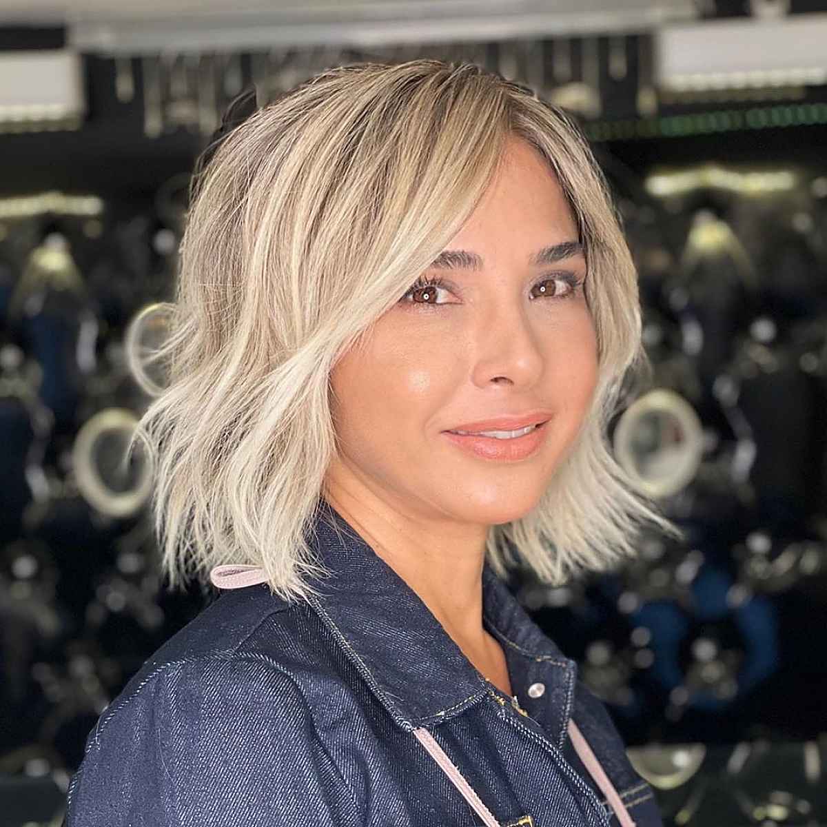 chic blunt bob without bangs