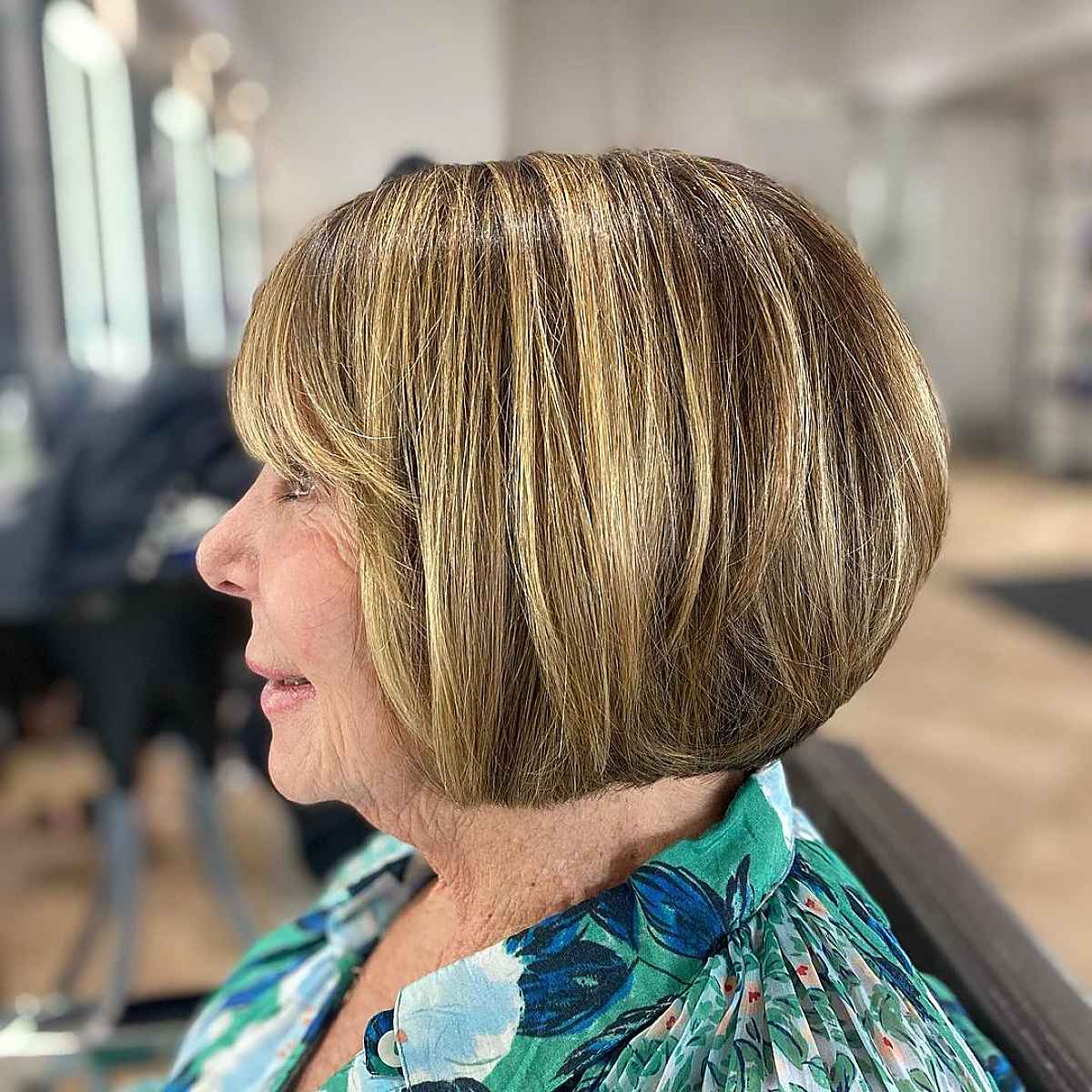 Stylish Bob with Highlights for ladies past seventy