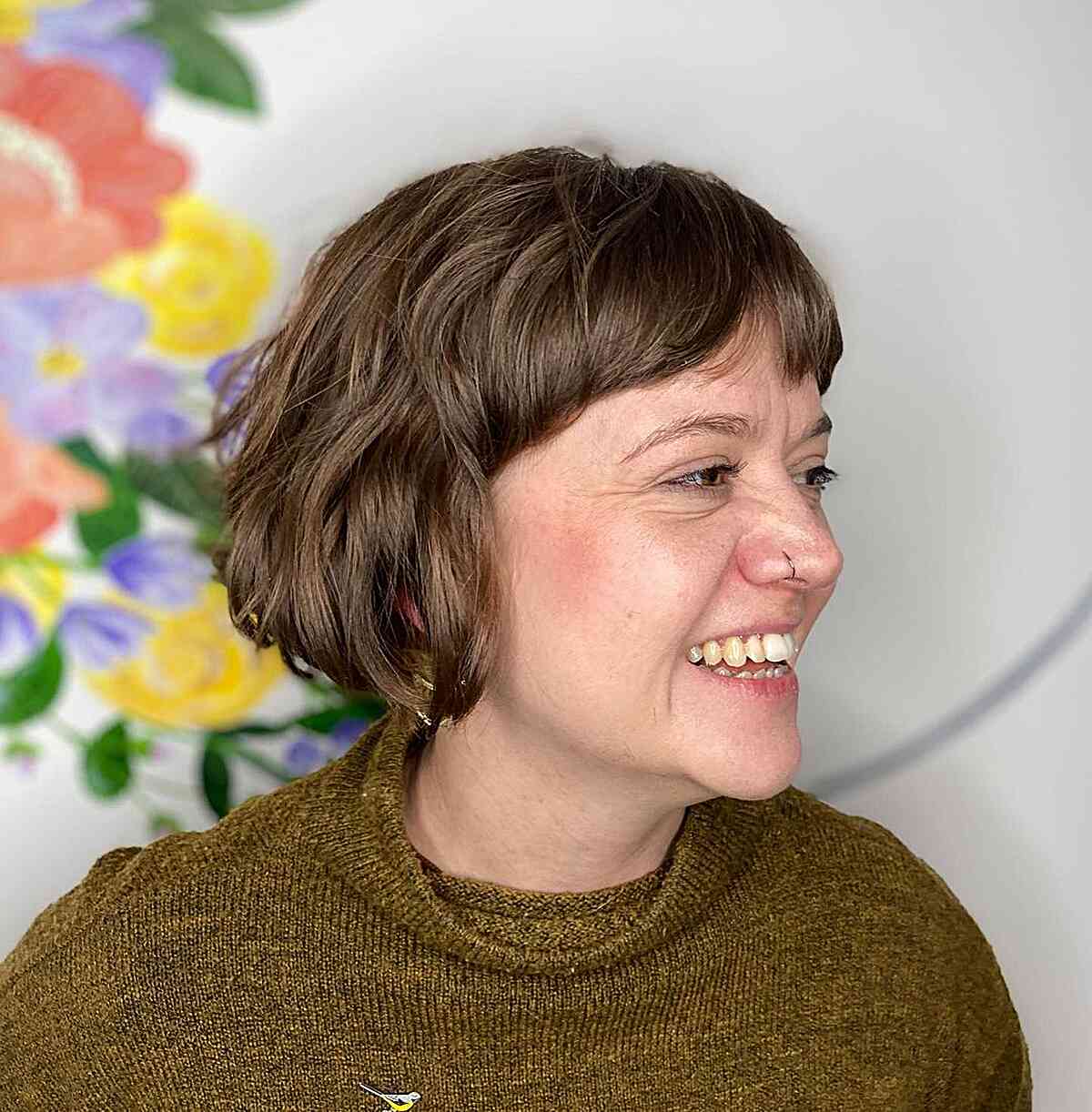 Chic Bob with Subtle Waves and Petite Bangs