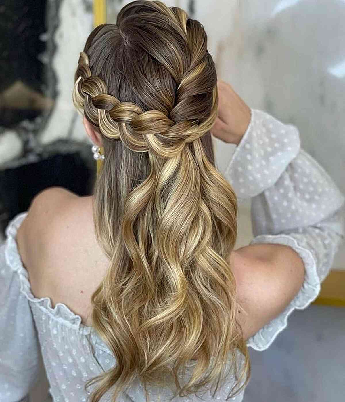 Elegant Braided Half Updo for Long Hair