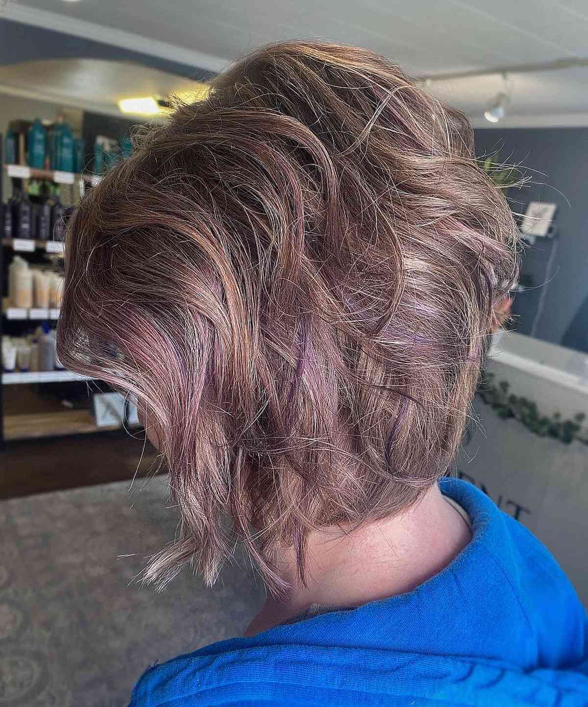 Chic Light Brown Layered Hair with Purple Accents