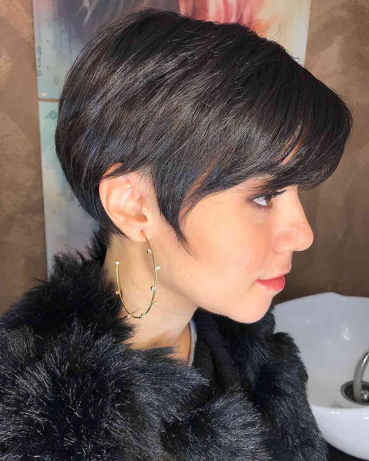 Chic Brunette Pixie Cut for Straight Hair