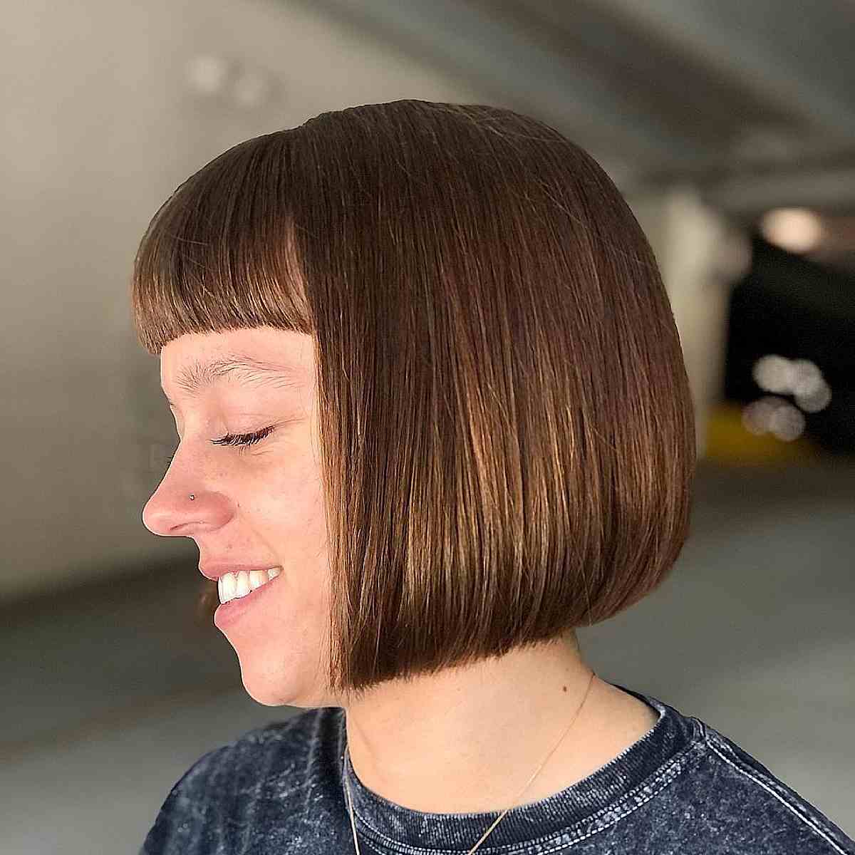 Chic Chin-Length Bob with Subtle Blunt Bangs