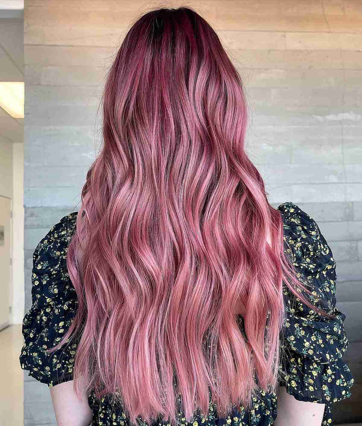 Chic Cool-Toned Pink Rose Gold Balayage