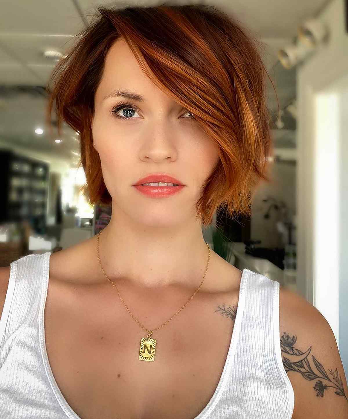 Chic copper red bob