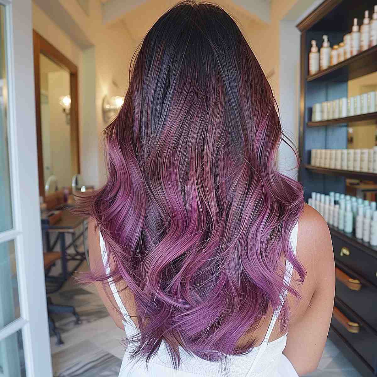 Chic Dark to Purple Pink Ombre Hair