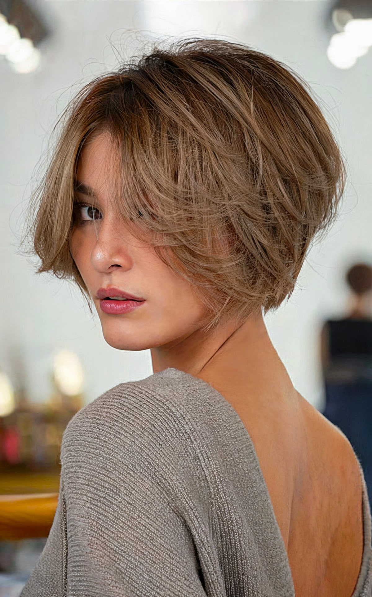 Chic Face-Framing Short Messy Stacked Bouncy Bob