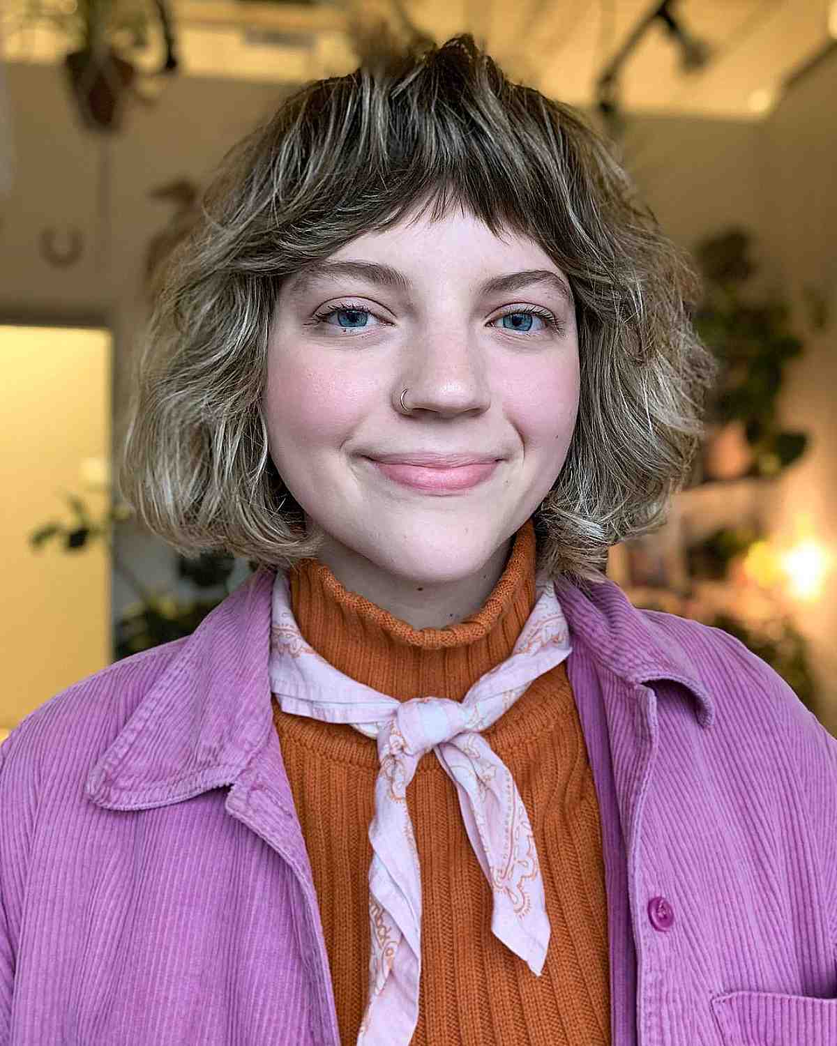 Chic Face-Framing Textured Shag Bob with Subtle Choppy Bangs
