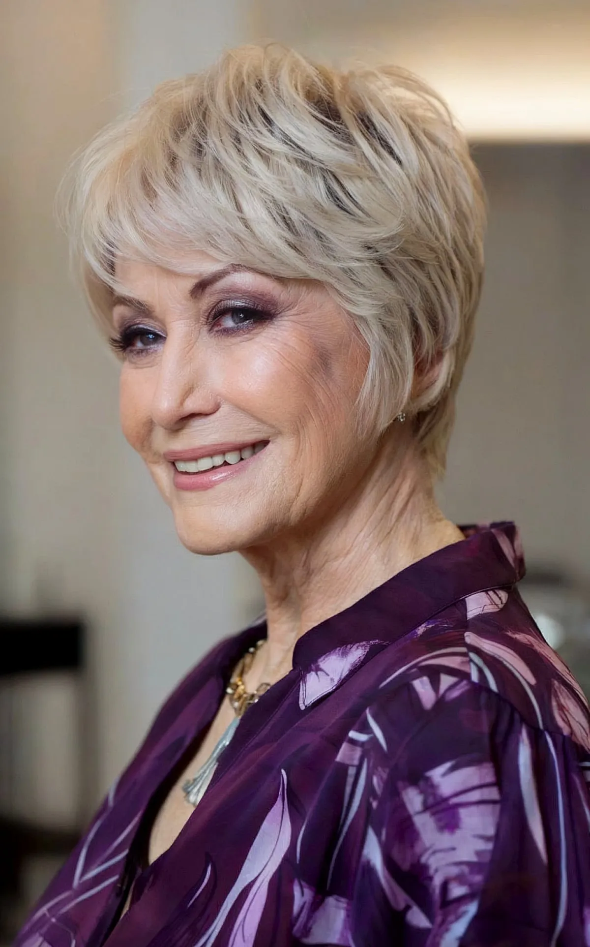 Chic Feathered Bob for Mature Women