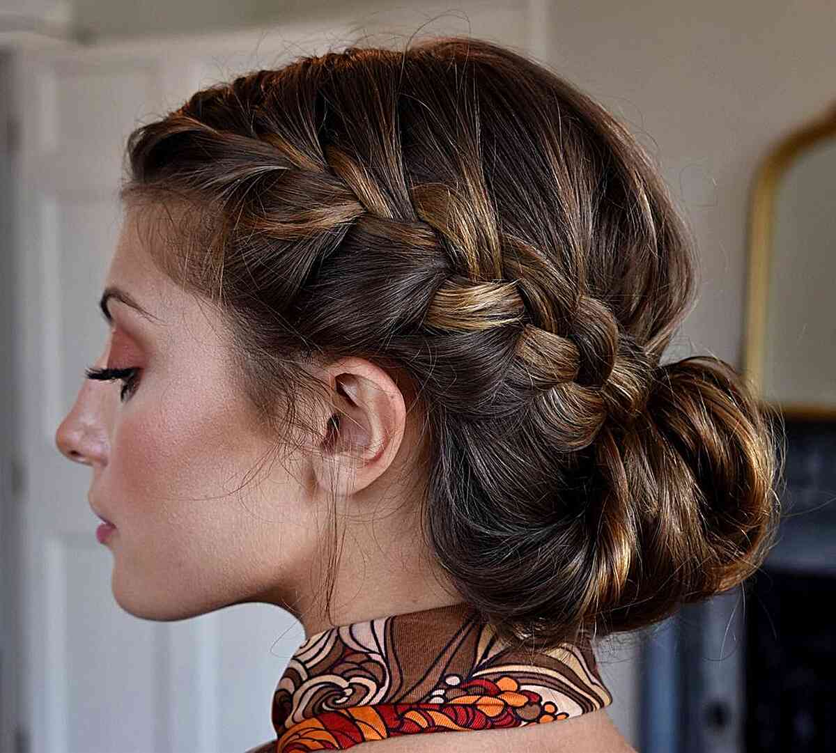 Elegant Formal French Braid and Bun Hairstyle