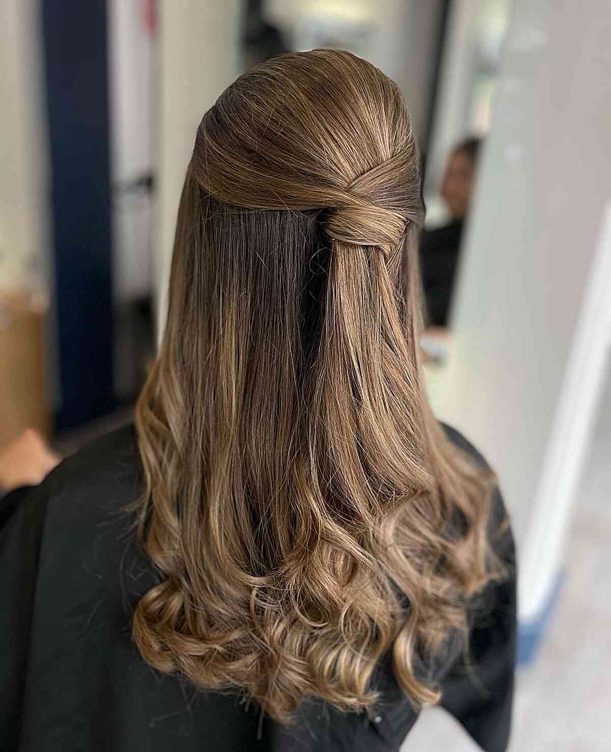 Prom Half Up Half Down Chic French Twist with Curly Tips