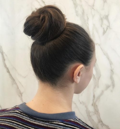 Picture of a chic high bun simple updo