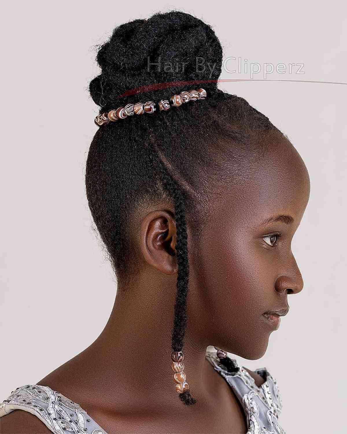 Chic High Bun with Hair Accessories for Black Girls