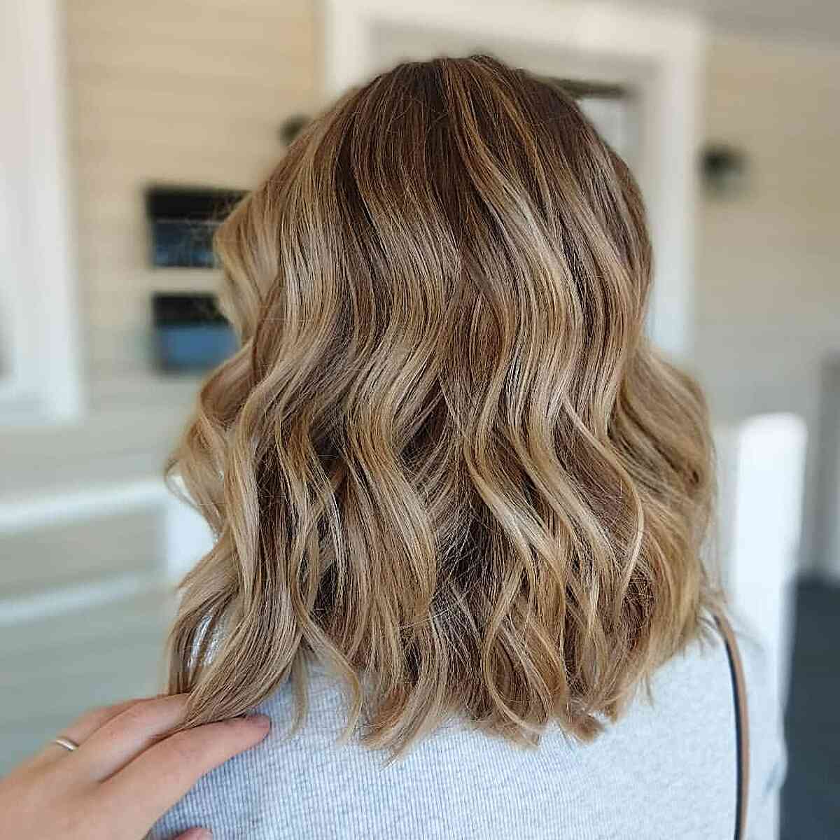 Chic Honey Long Messy Bob Shoulder Length Hair