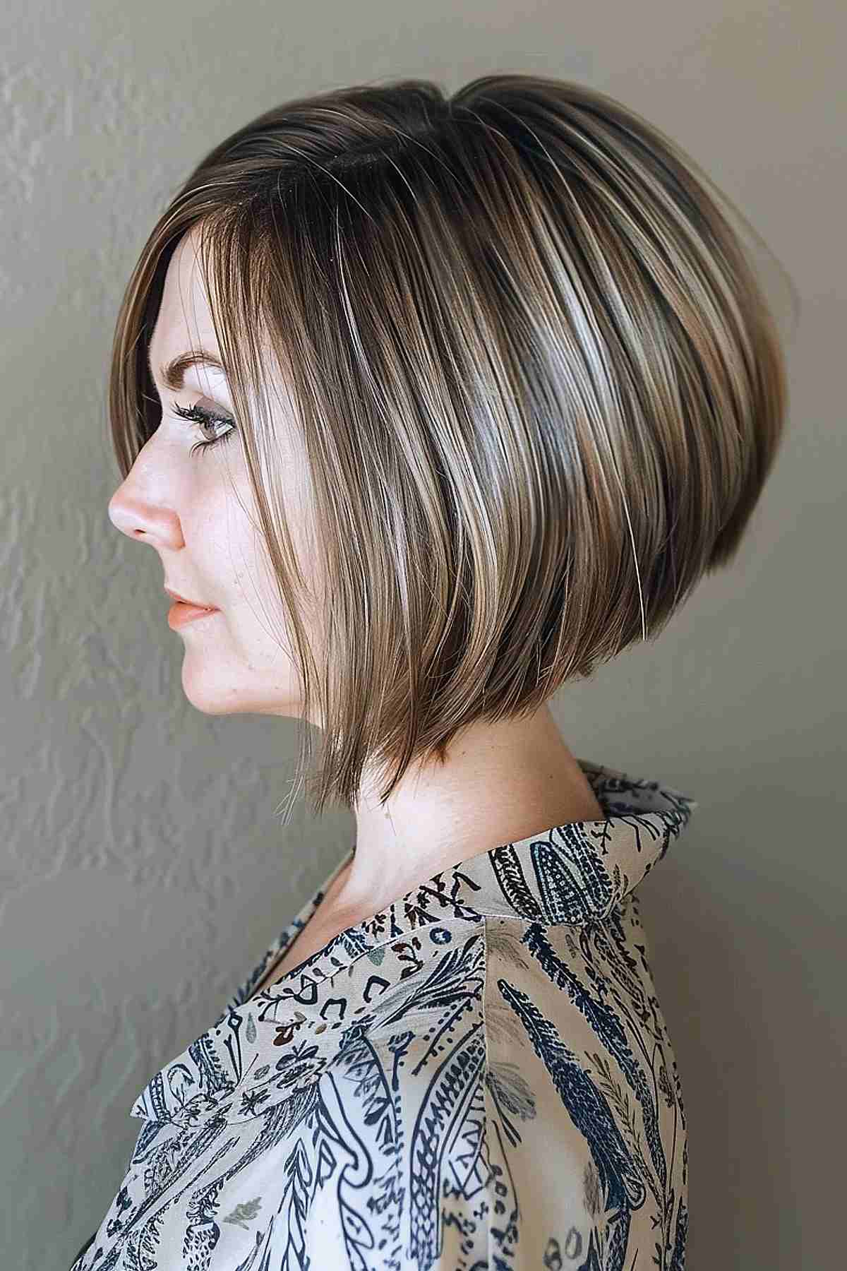 Chic inverted bob hairstyle for thick hair featuring sleek layers and a stylish graduated angle