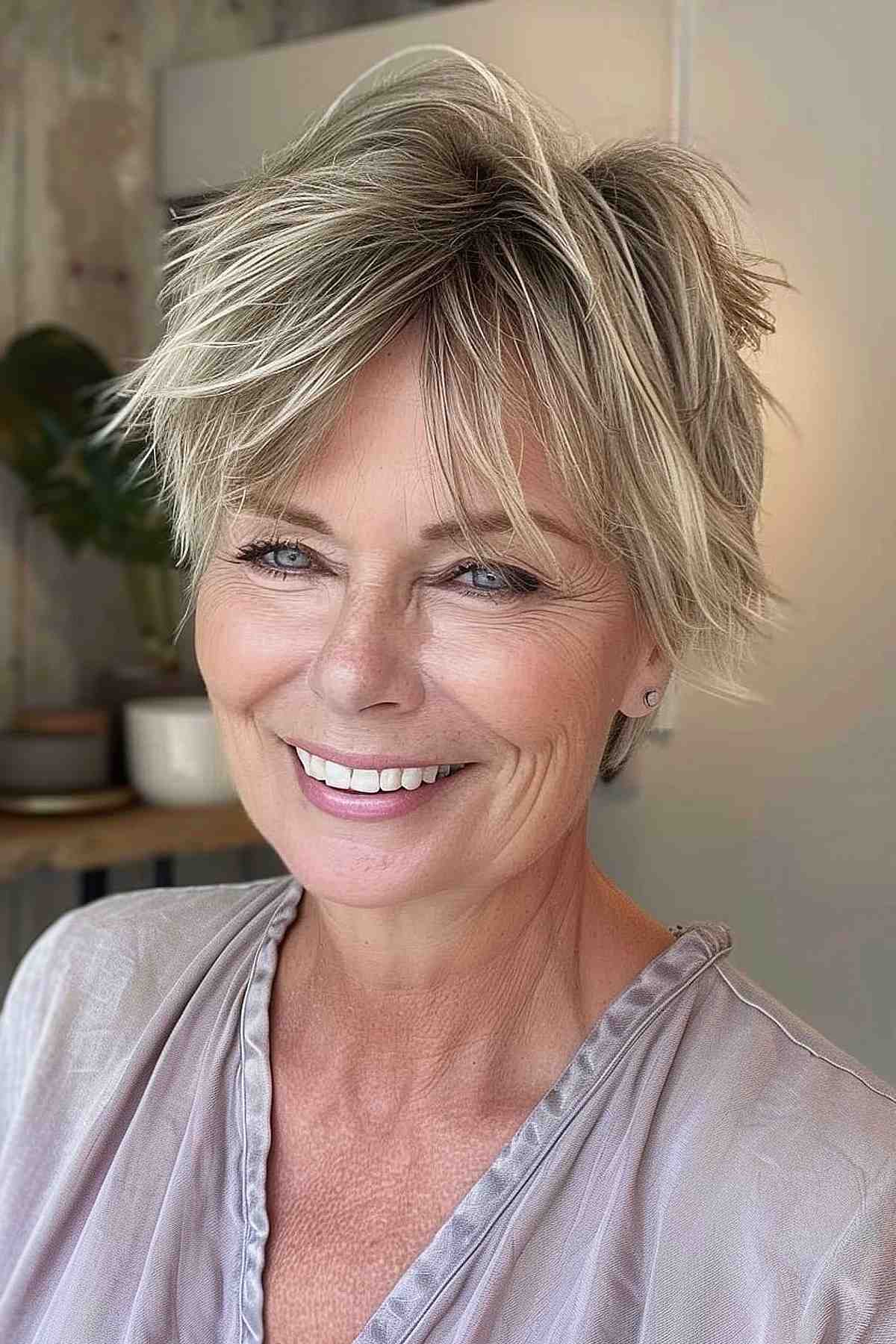 Medium blonde layered hairstyles for women over 50