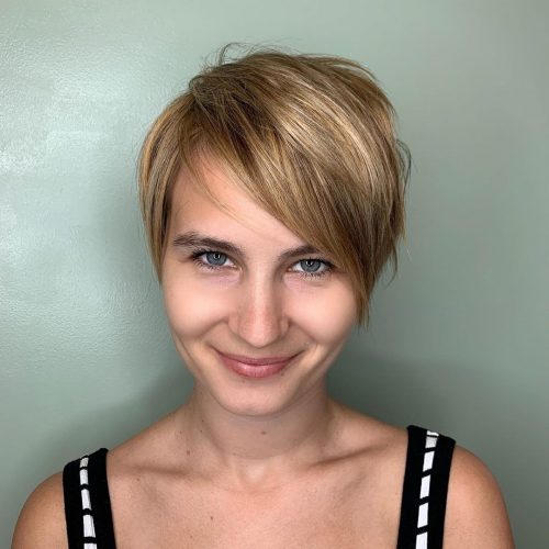 chic layered bob with extended side bangs