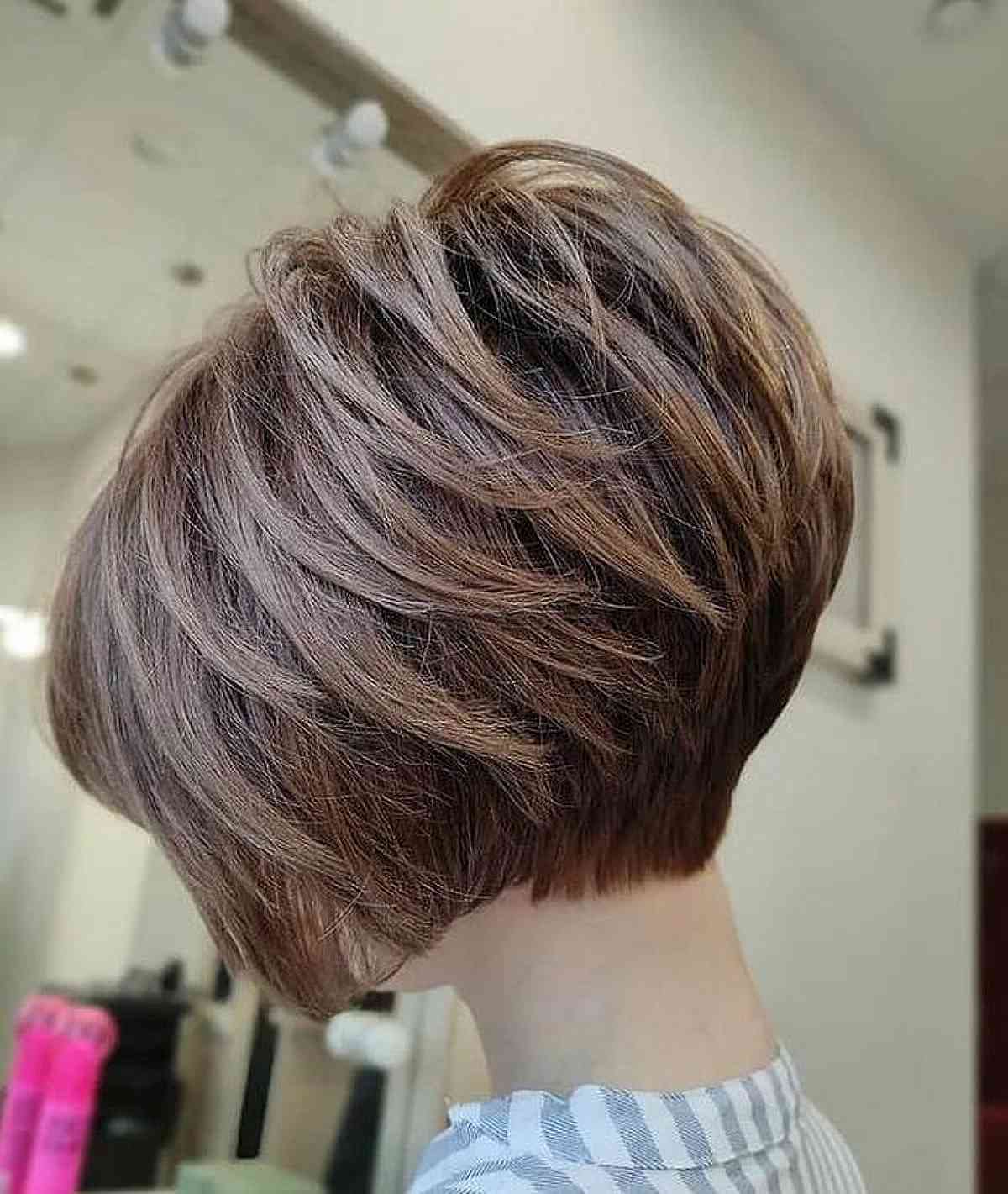 Above the Shoulders Chic Layered Stacked Bob