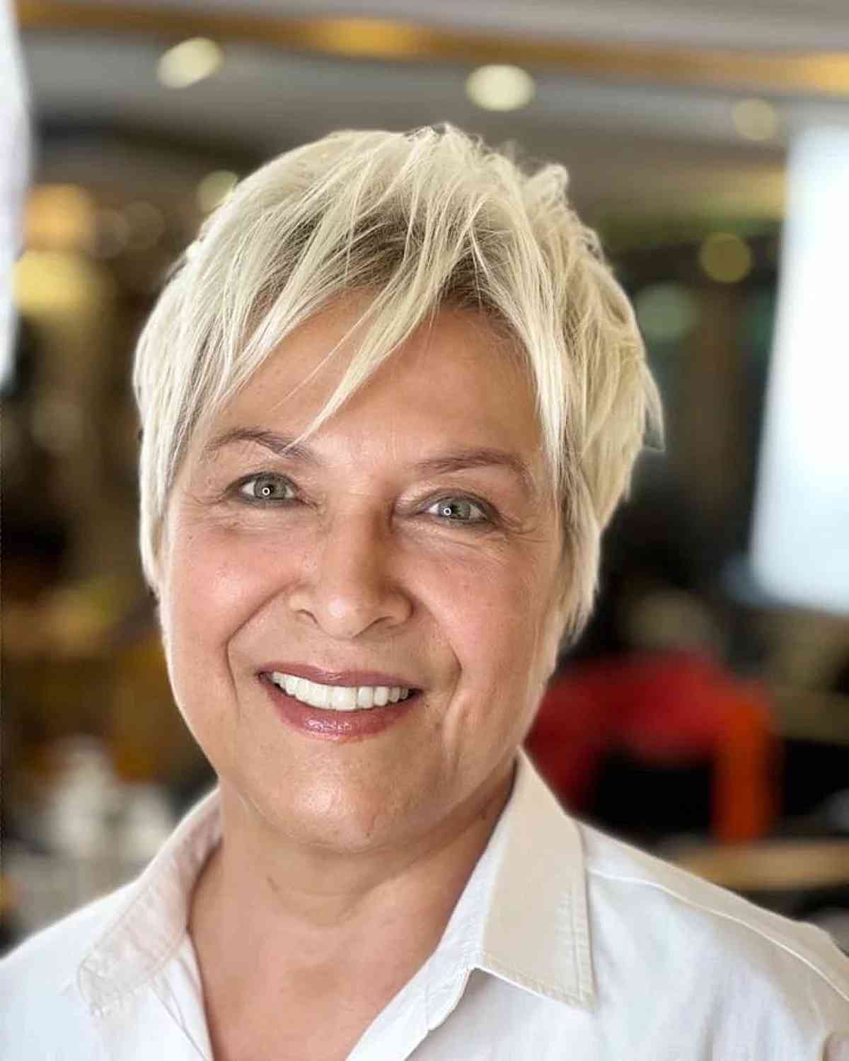 Effortless Light Blonde Long Pixie for Women Over 50