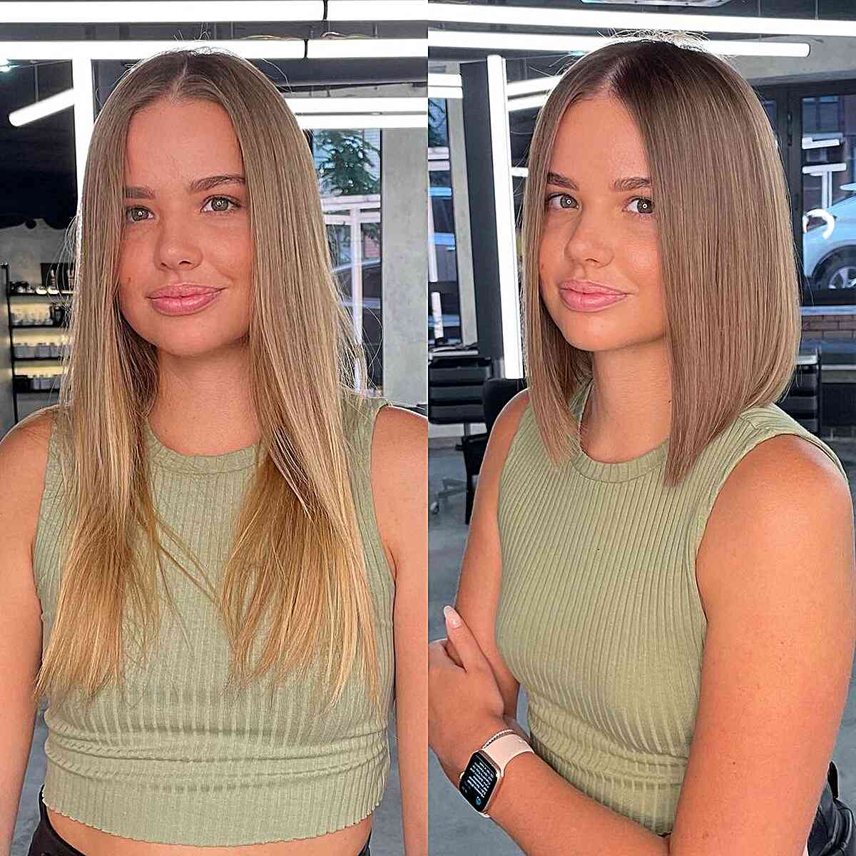 Straight Chic Light Brunette Lob Hairstyle