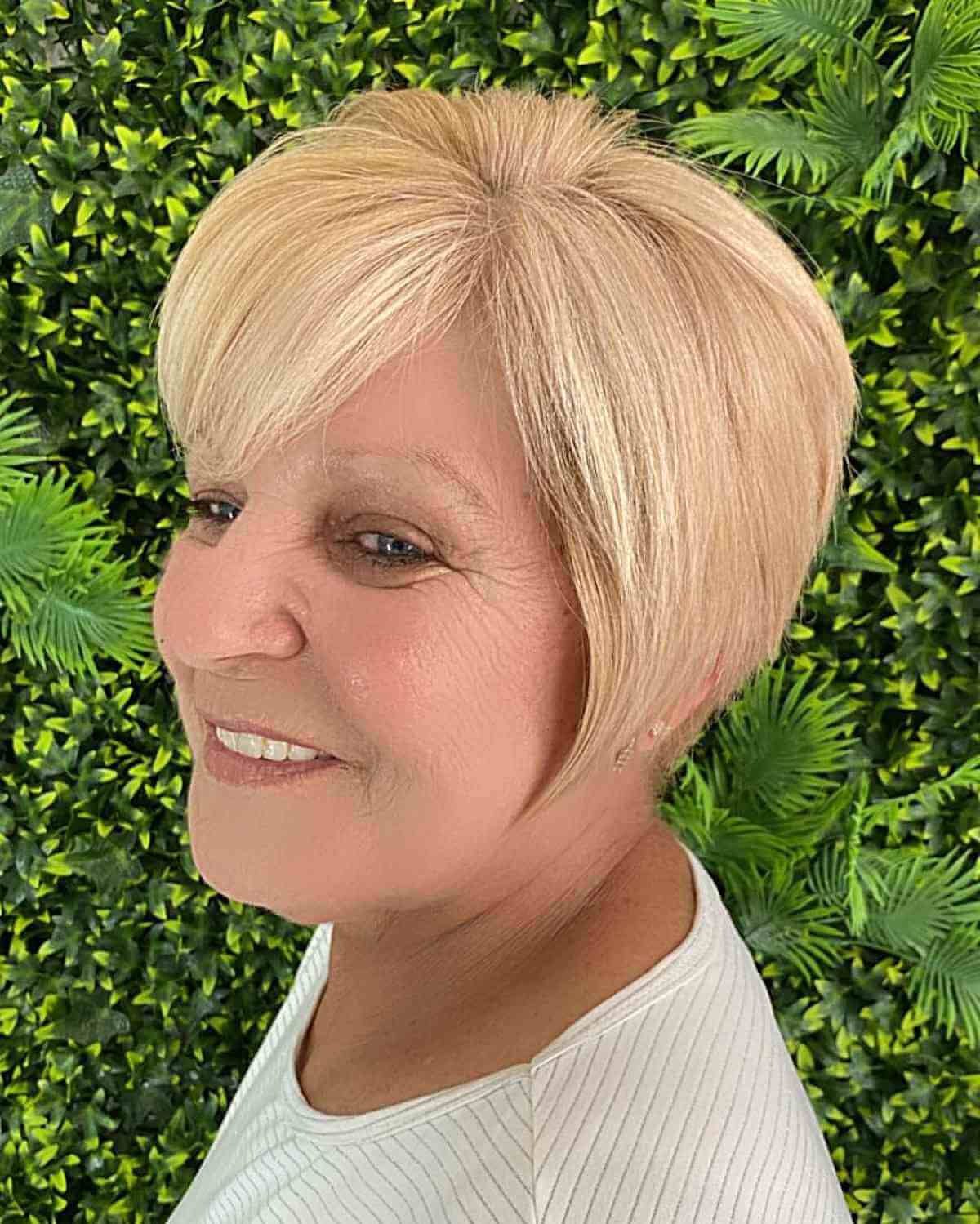 Chic Long Blonde Pixie Cut for Mature Women