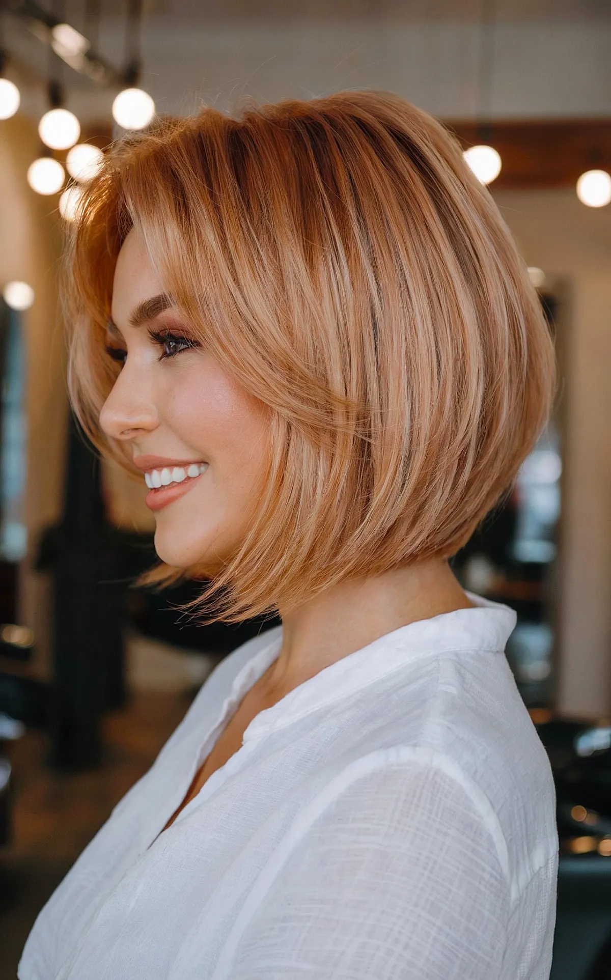 Chic Angled Bob with Gentle Layers for Straight Hair