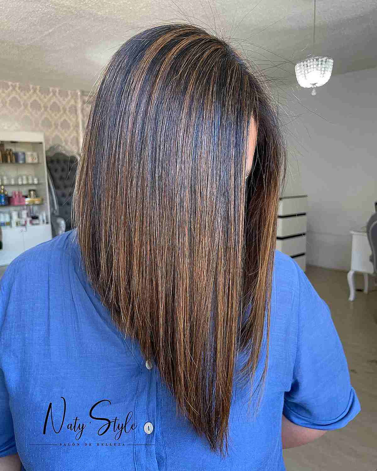 Chic Long Inverted Bob for Dark Hair