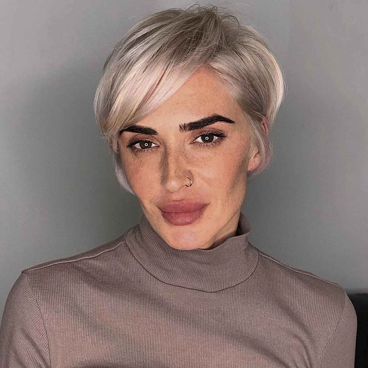 Chic Long Straight Pixie with Side Bangs