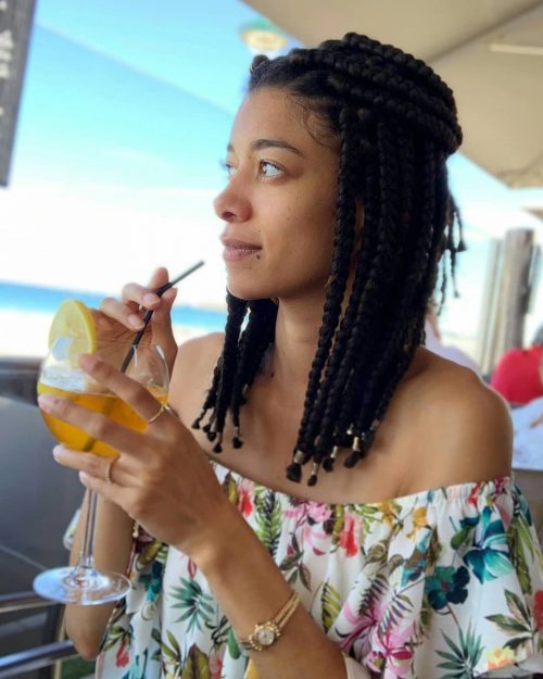 chic medium-length half updo