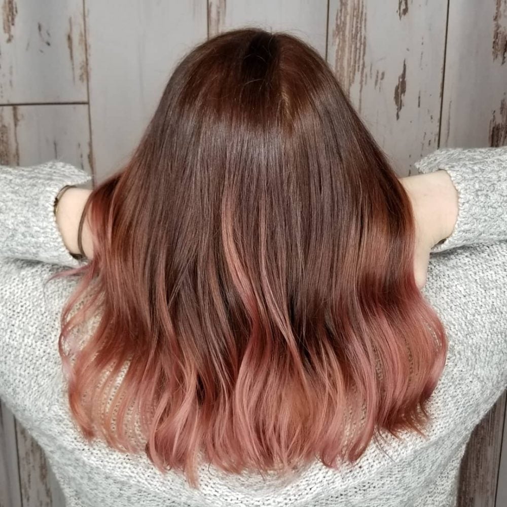 Chic Medium Length Mauve Burgundy Hair Color