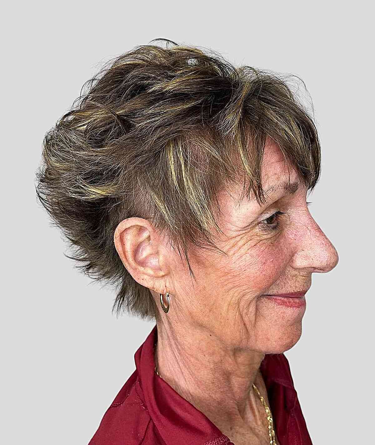 Effortless Messy Pixie with Subtle Highlights for Women Over 50