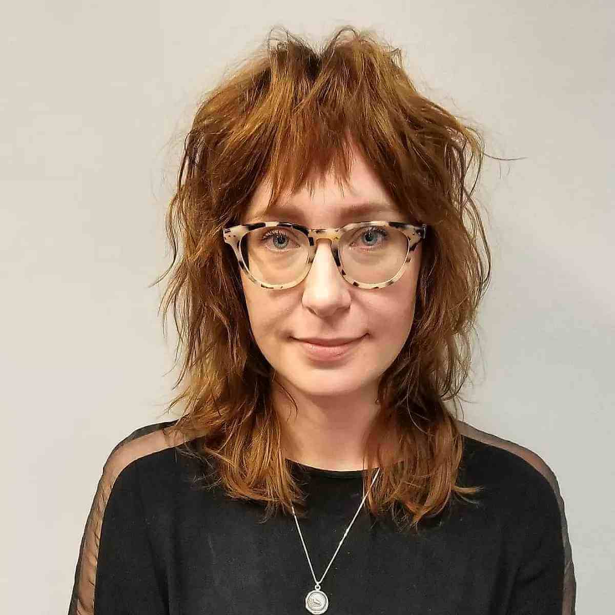 Chic Messy Shag with Layered Bangs for Fine Haired Women Past 40