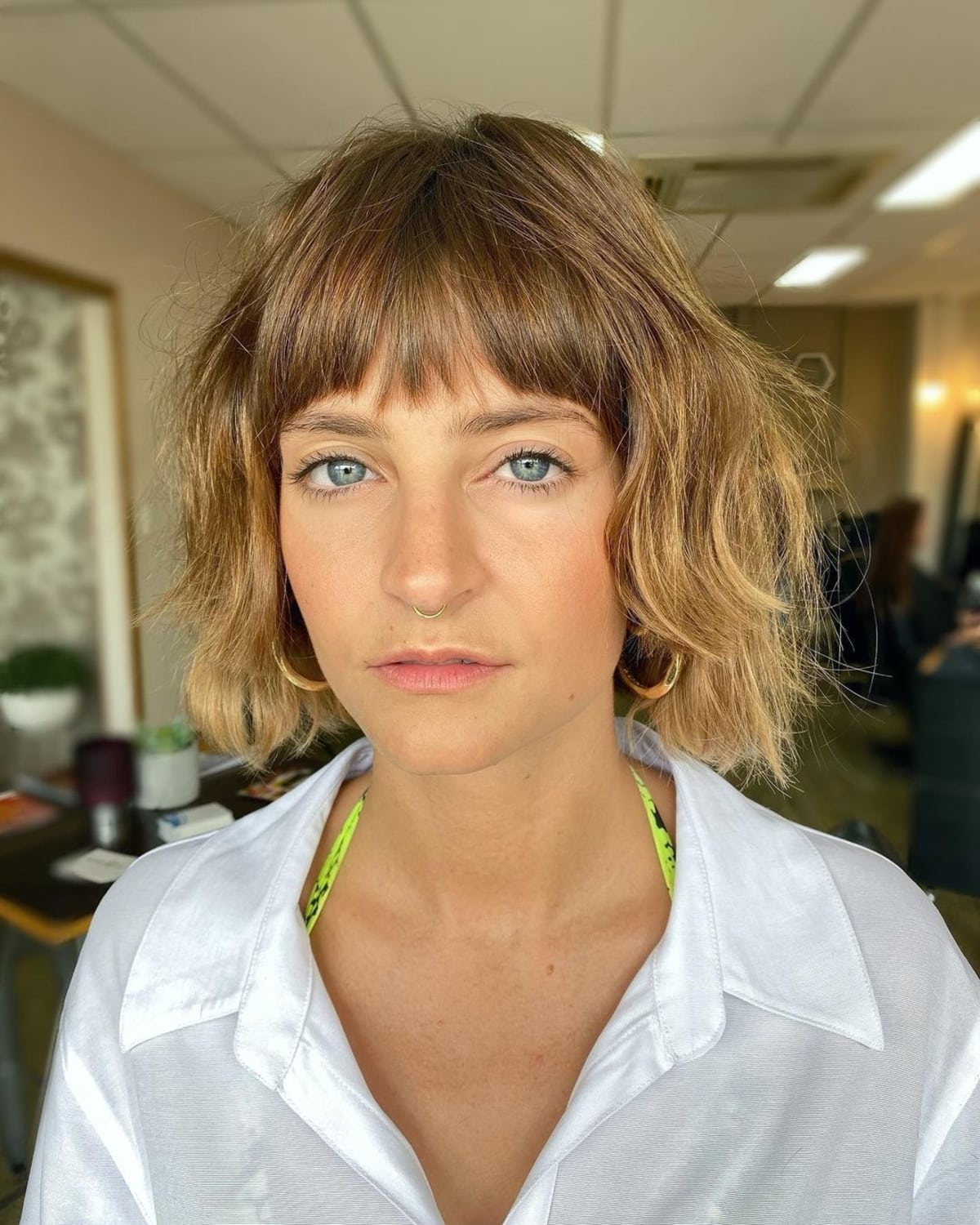 Adorable Short Blunt Shag with Bangs