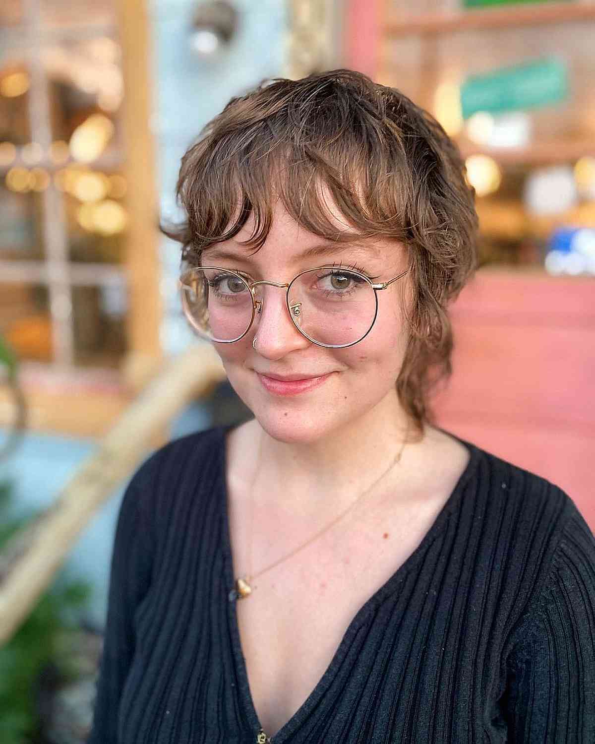 Chic Mini Mullet with Wavy Bangs