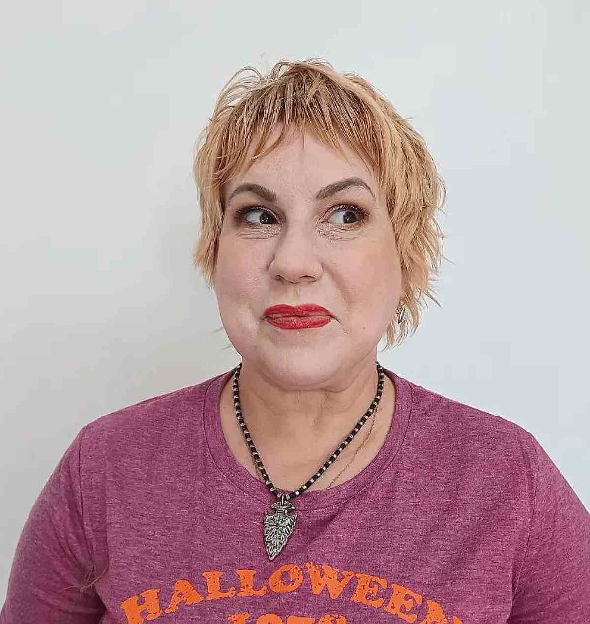 Chic Mixie with Micro Bangs on Fine Thin Hair