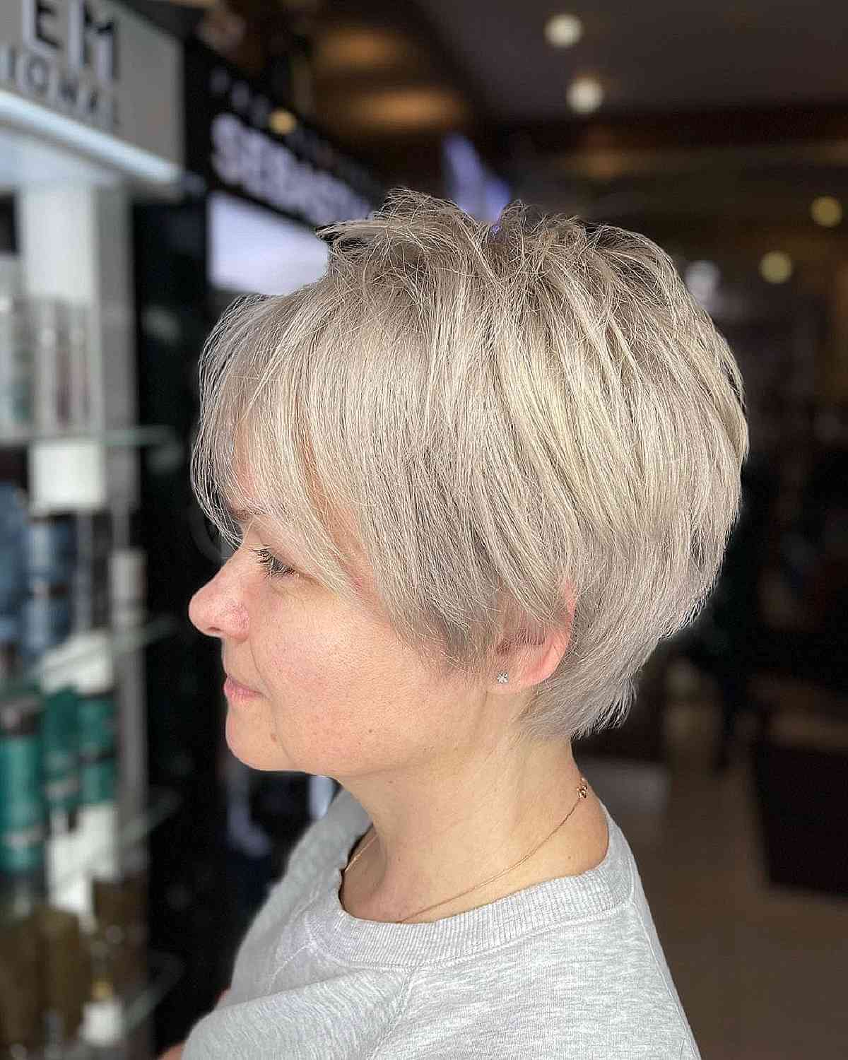 Chic Pixie Bob with Crown Layers for Women Above 60