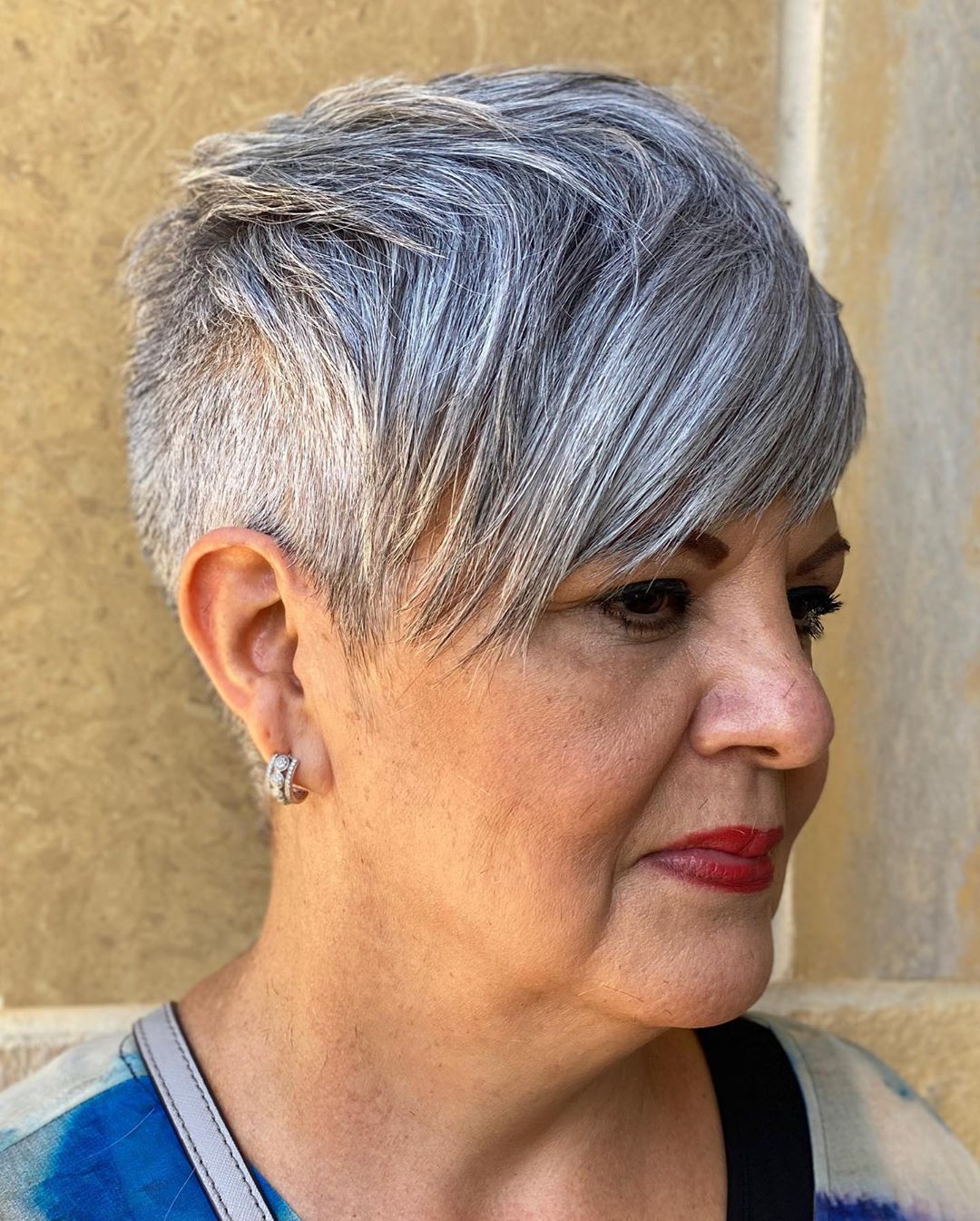 Stylish undercut pixie for mature women