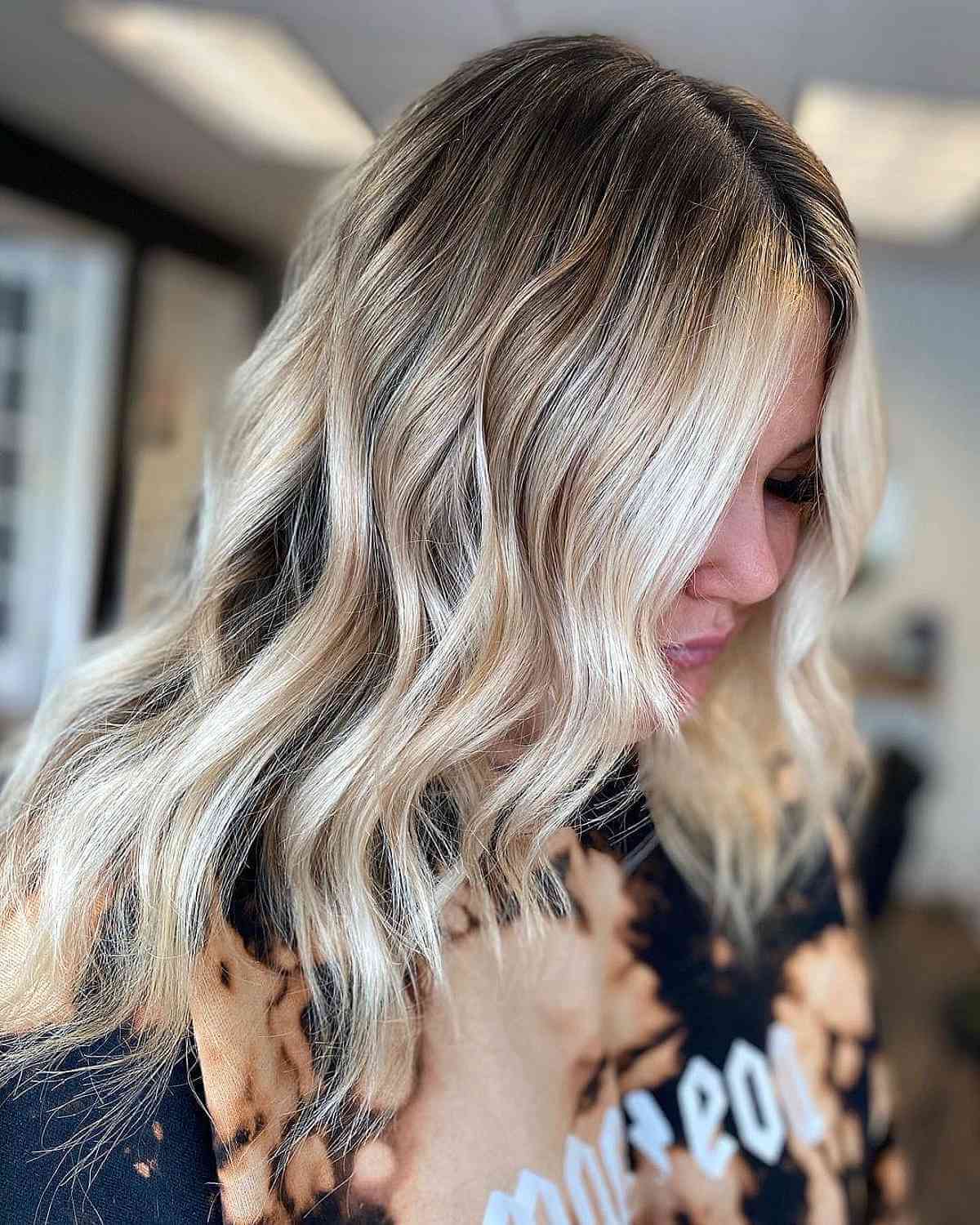 Trendy Platinum Balayage Ombre on Brown Hair