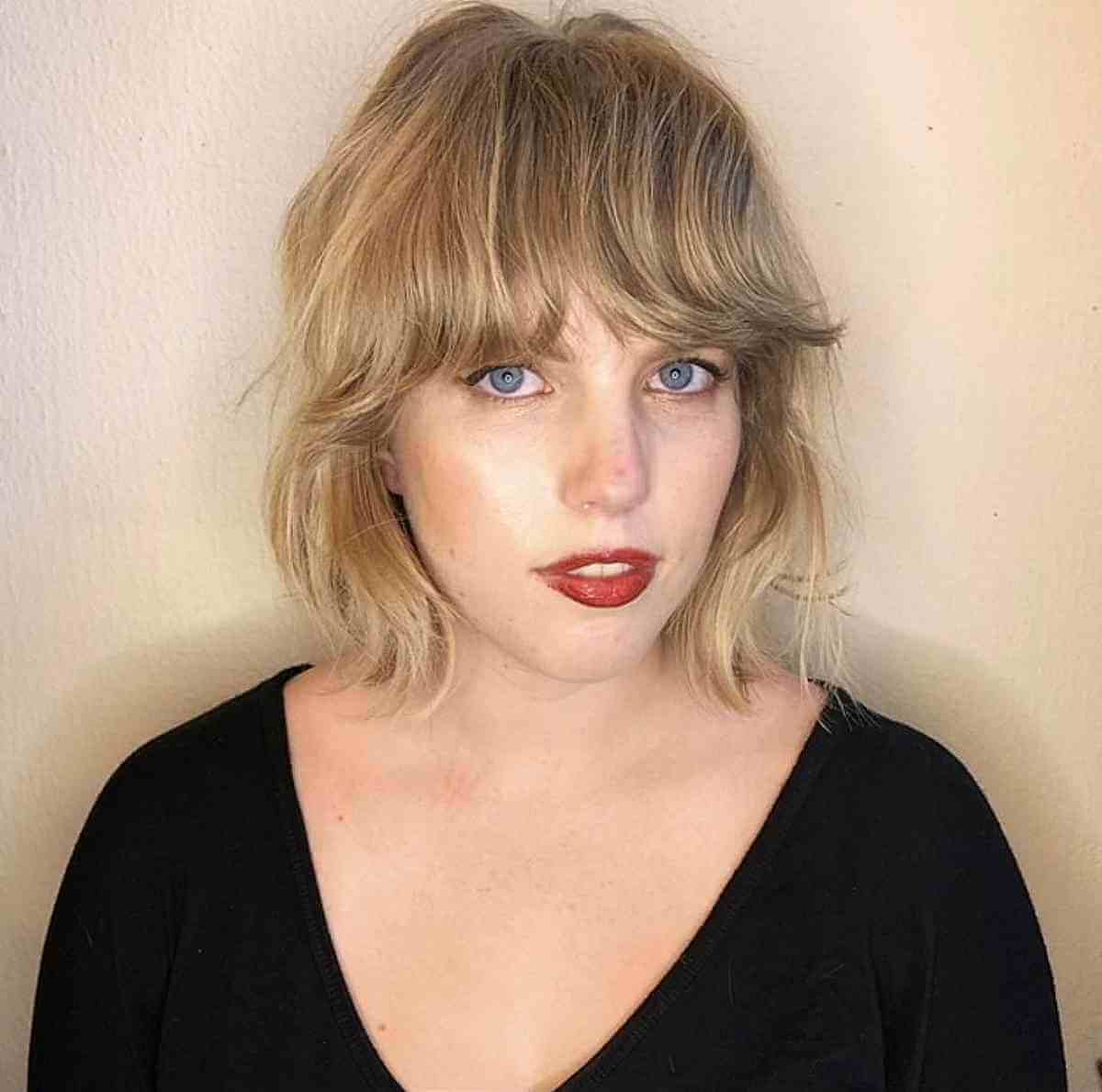 Chic Razor Cut Bob with Extended Bangs
