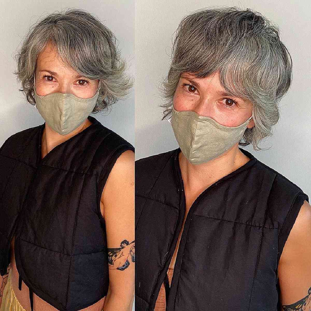 Chic Razored Shag with Bangs for Women 50 and Over