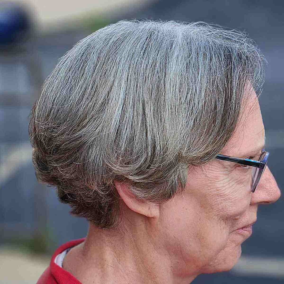 Trendy Short Salt and Pepper Wedge Bob for Women over 60