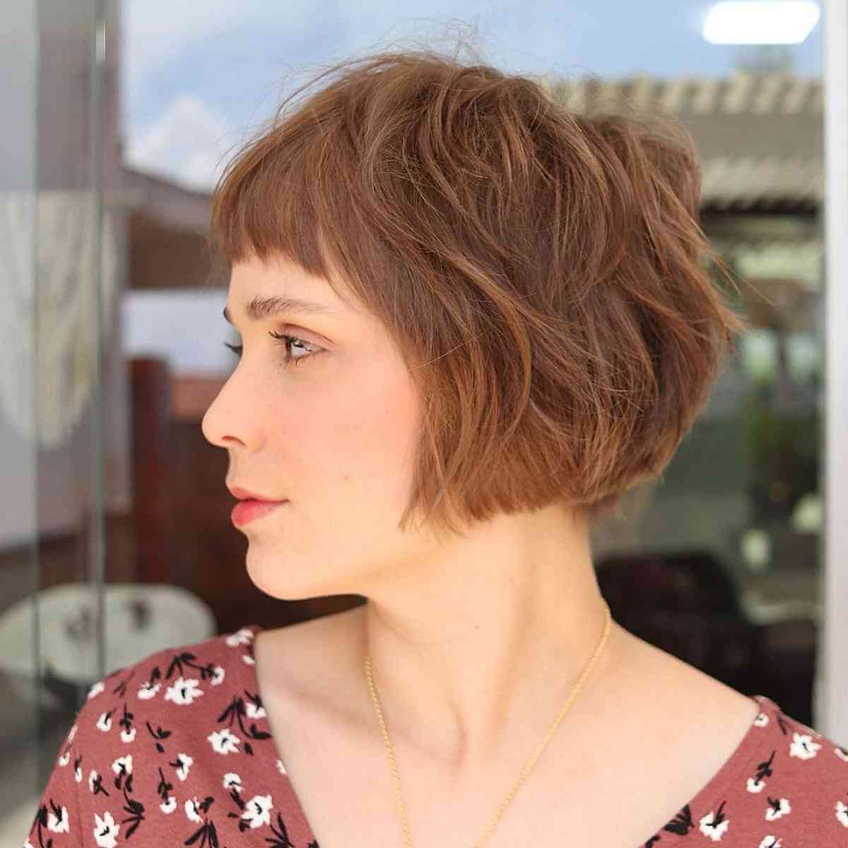 Chic Shag with Tiny Bangs for Wavy Hair
