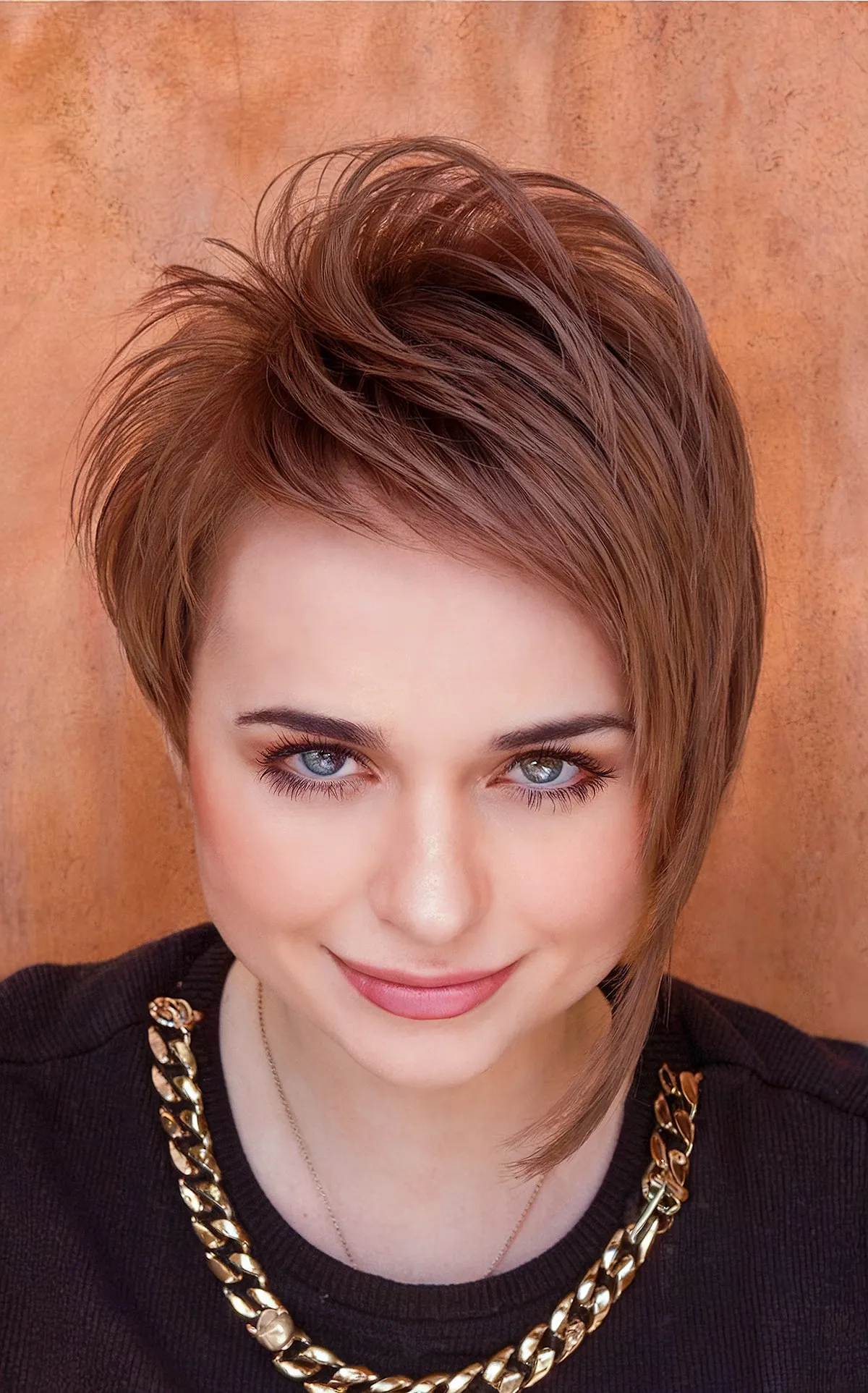 Chic shaggy asymmetrical bob
