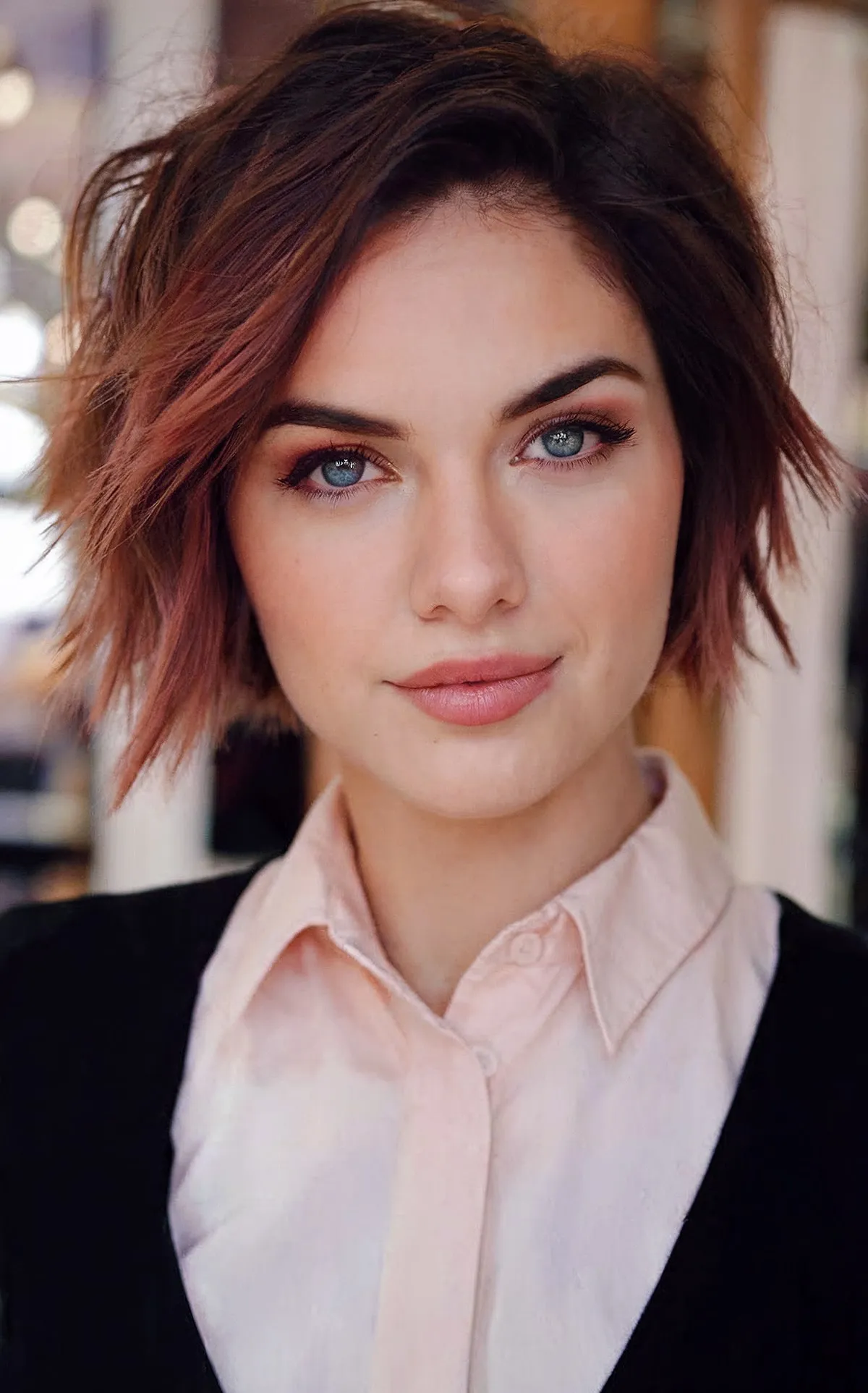 Chic shaggy bob hairstyle for fine hair