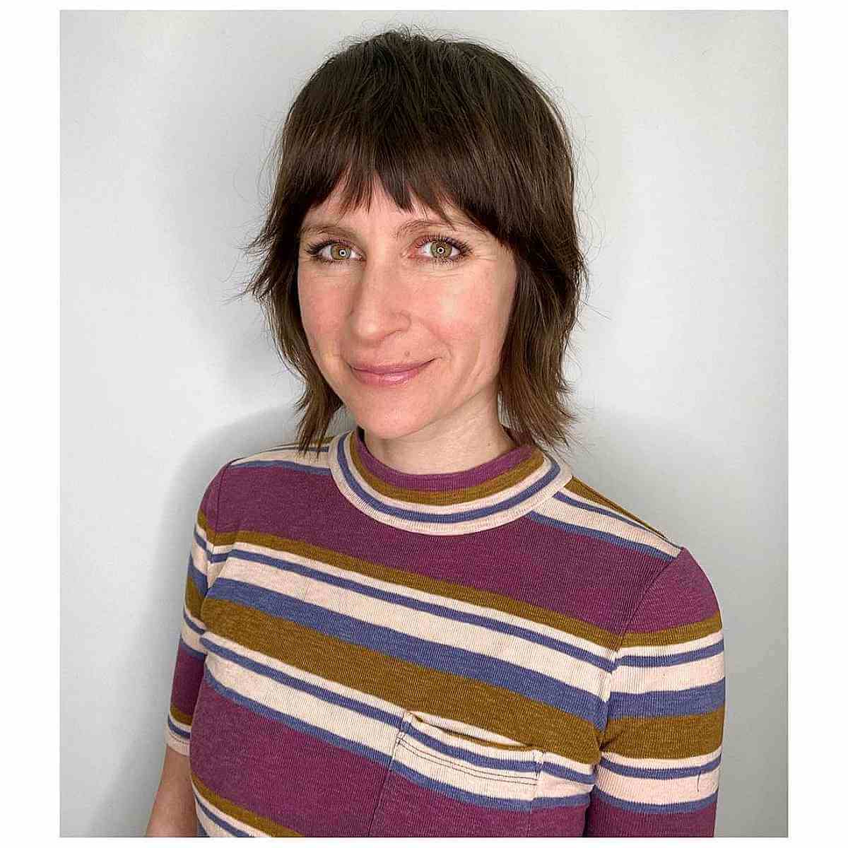 Chic Shaggy Bob with Bangs for Fine Hair
