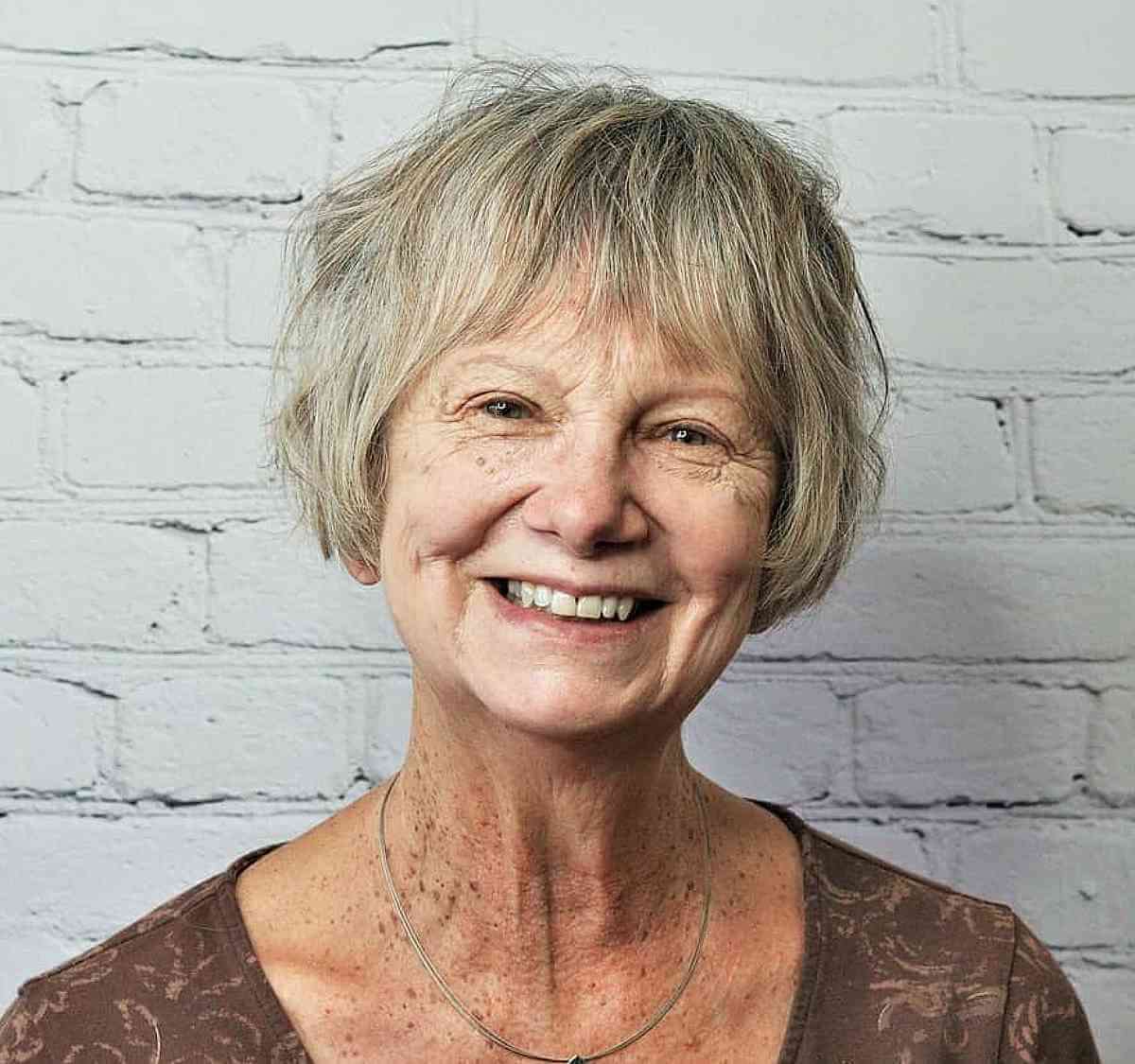 Stylish Shaggy French Ear-Length Bob for Women Over 60